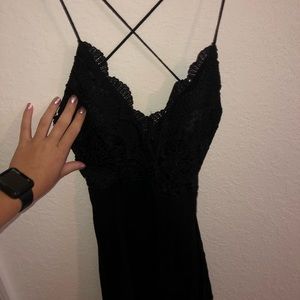 Black Lace Romper with Open Back